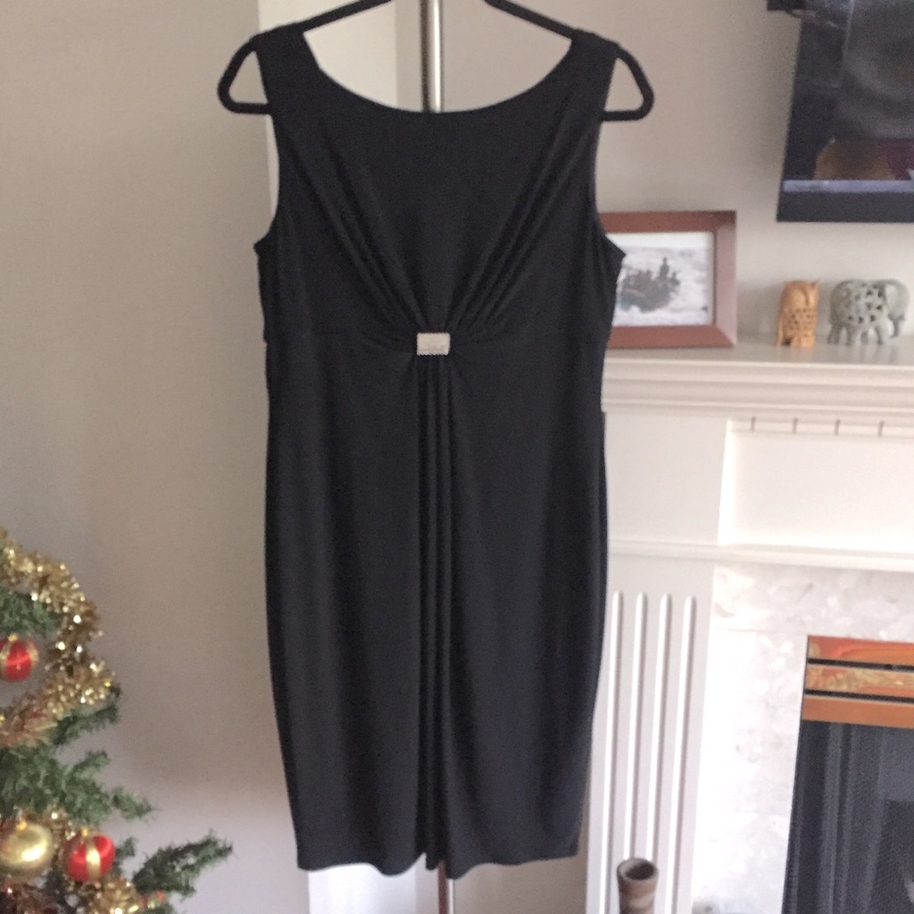 Jones & Co Black Cocktail/Party Sleeveless Empire Waist Mid-Length Dress US 10